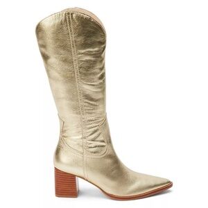 NWT Anthropologie Matisse Addison Gold Women’s Heeled Boots Western Style 7.5